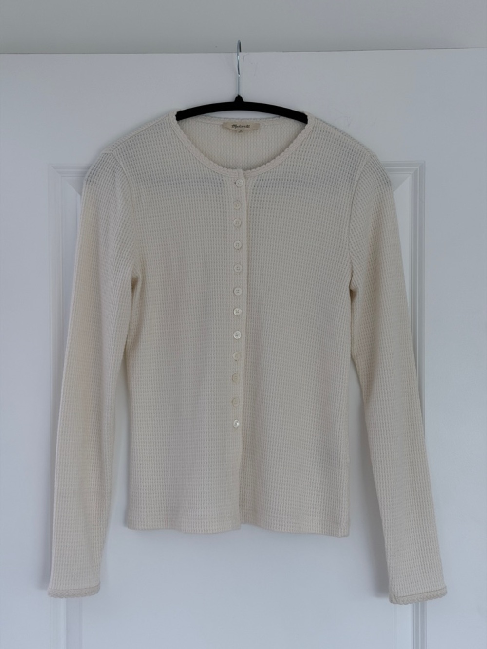 Madewell Waffle-Knit Cream Cardigan